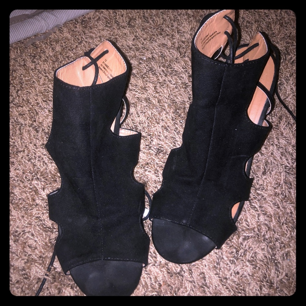 Suede sandal booties